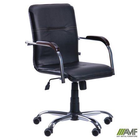 Крісло офісне AMF Самба-RC хром горіх Скаден чорний без канта (012683)